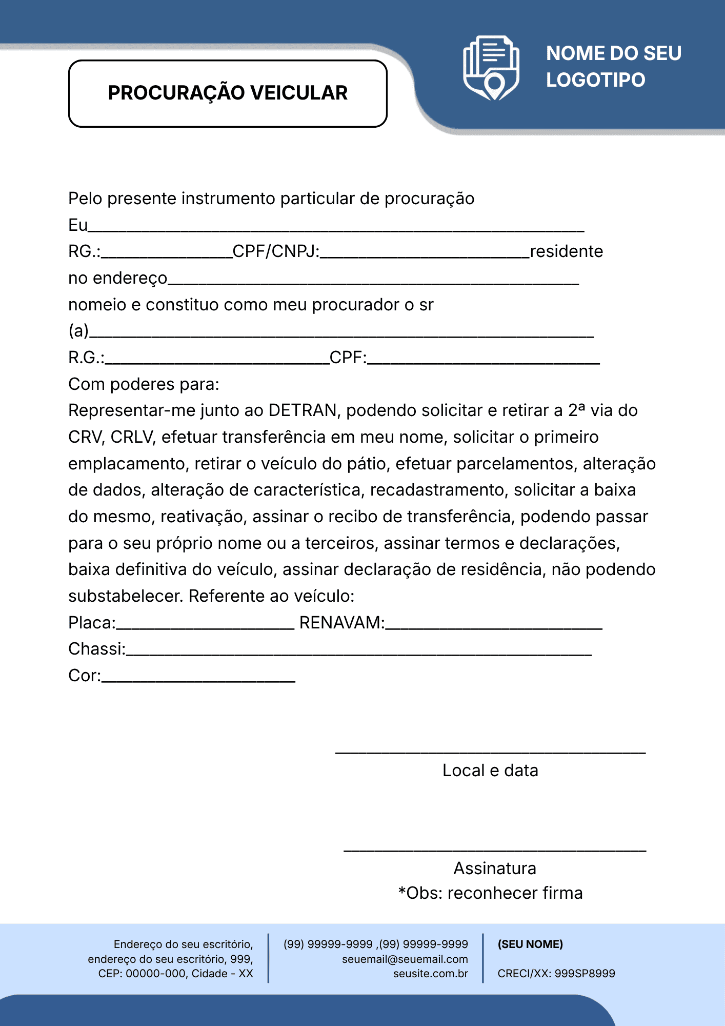 PROCURAÇÃO VEICULAR