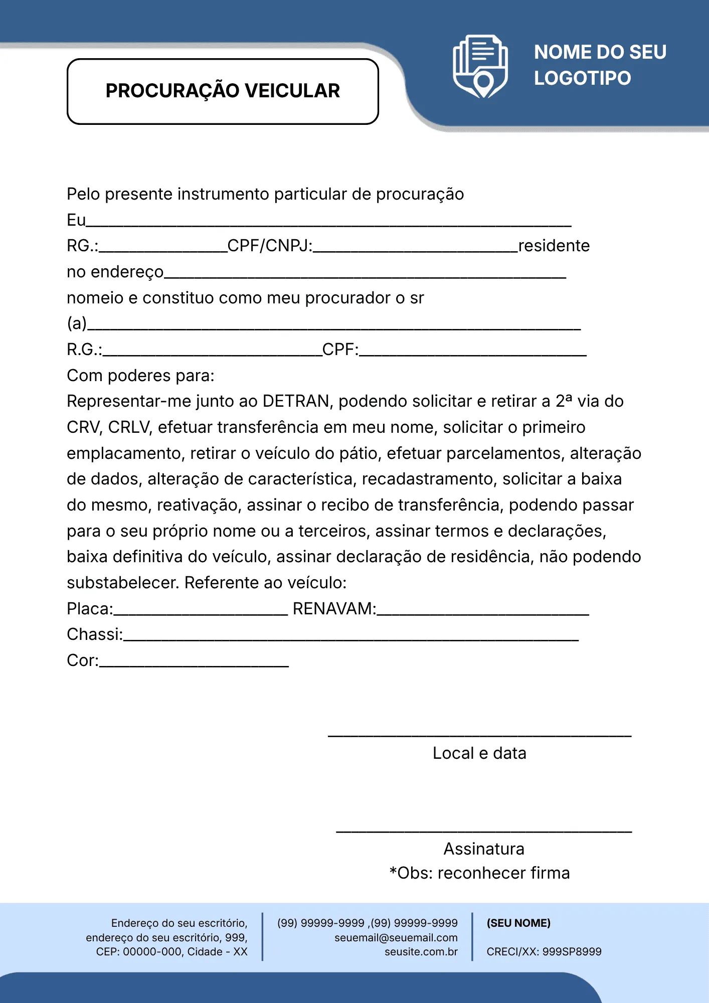 PROCURAÇÃO VEICULAR